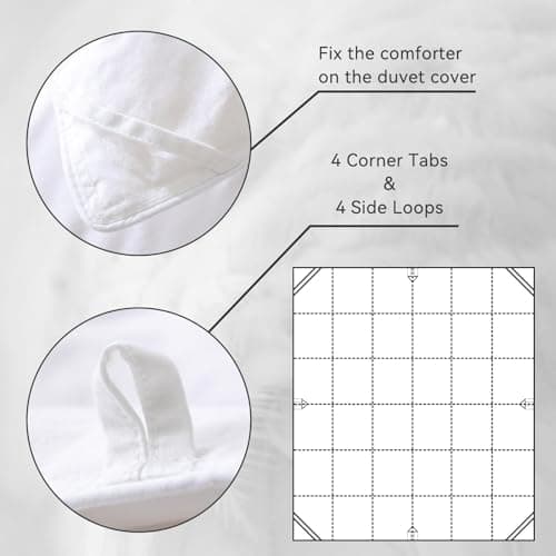 WENERSI Feather Down Fiber Comforter Oversize King Size,Hotel Style Bedding Comforter,750+ Fill Power,1200TC,100% Organic Cotton Fabric,All Season White Duvet Insert with 8 Corner Tabs 5