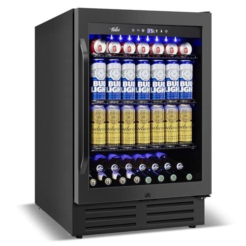 Velivi 24 Inch Beverage Refrigerator Under Counter, 24" Space Built-In Beer and Drink Fridge with Glass Door for Soda, Water, and Milk - For Kitchen, Bar or Office