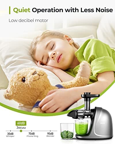 Jocuu Slow Masticating Juicer Machines with Soft Hard Modes Easy to Clean Quiet Motor & Reverse Function, Cold Press Juicer for Fruit & Vegetable, 90% Juice Yield, with Brush & Recipes (Grey) 5
