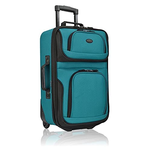 U.S. Traveler Rio Lightweight Softside Rolling Carry-on Suitcase, 2-Wheel Single, Teal