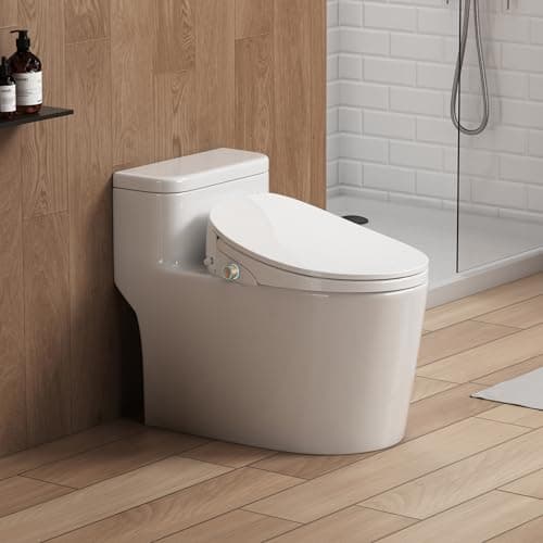 XCQQ Bidet Toilet Seat, Bidet Seat with Remote Control, Warm Water Wash, Heated Seat, Air Dryer, Soft Close Lid, Night Light, Self Cleaning Nozzle, LED Display, Requires Outlet - Round 5