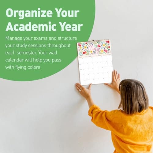 S&O Five Color Floral Wall Calendar from January 2024-June 2025 - Tear-Off Monthly Calendar - 18 Month Academic Wall Calendar - Hanging Calendar to Track Anniversaries & Appointments - 13.5"x10.5”in 7