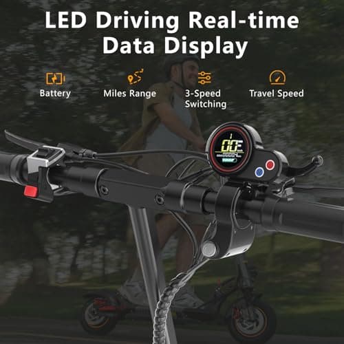 A1 Electric Scooter Adults, 1000W Peak Motor, Up to 25 Miles Range / 28MPH, 10" Offroad Pneumatic Tire, Dual Suspension Electric Scooter, 360 ° Light Systems, Portable Folding Commuting 6