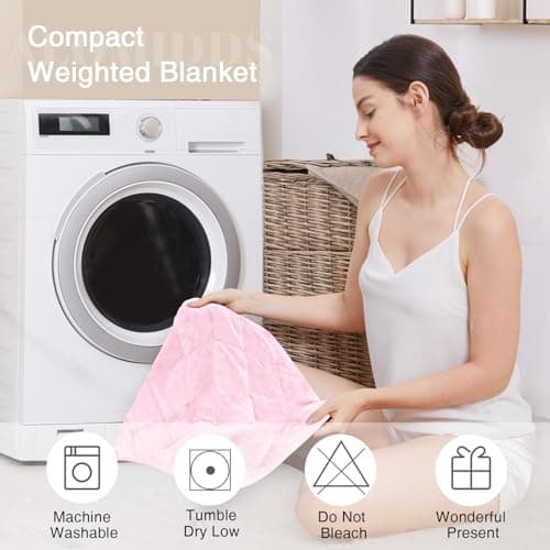 Alomidds Weighted Blanket 7lbs for Adults, Cozy Breathable Weighted Lap Blanket, Small Weighted Blanket Travel, Weighted Lap Pad for Couch, Sofa, Pink, 29" x 24" 10