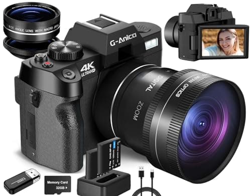 G-Anica 48MP Digital Cameras for Photography,16X Digital Zoom Video Camera for YouTube, Black
