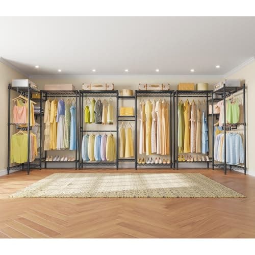 VIPEK Classic V6 Medium Wire Garment Rack Heavy Duty Clothes Rack for Hanging Clothes, Metal Freestanding Closet Wardrobe Racks 59.8" L x 14.6" W x 76.4" H, Max Load 750lbs, Black 7