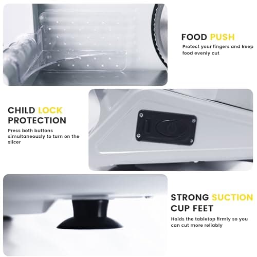 Electric Meat Slicer, 200w Professional Deli Meat Slicer Machine For Home With 2 Removable 7.5" Stainless Steel Blades And Stainless Steel Tray, Meat Cutter Suitable For Cutting Meat, Cheese, Bread 5