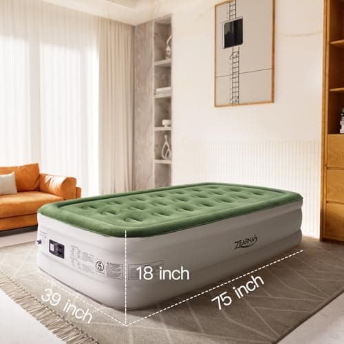Zearna Air Mattress with Built in Pump - Upgraded Twin Blow Up Mattress, 2 Mins Quick Self Inflatable with Double Air Chamber,18"/550lbs Max, Strong Support, for Camping,Home,Guests,Portable Travel 7