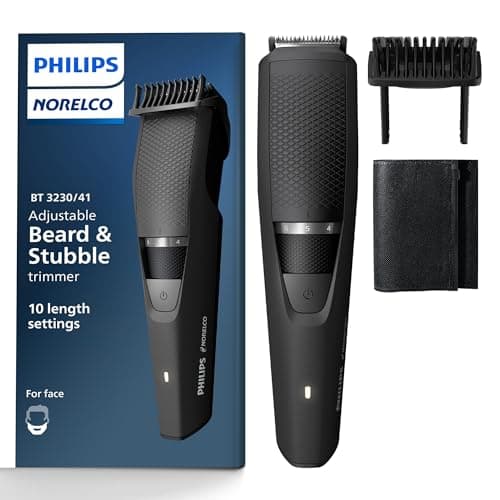 Norelco Philips Beard Trimmer and Hair Clipper - Cordless Grooming, Rechargeable, Adjustable Length, Beard Trimmer and Hair Clipper - No Blade Oil Needed - BT3230/41