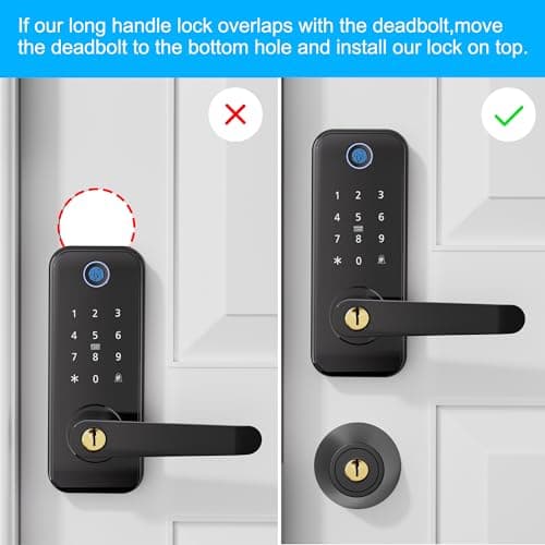 Keyless Entry Fingerprint Smart Door Lock with Handle,Digital Electronic Lock with Touchscreen Keypad,Electric Door Knob for Exterior Interior Entry/Bedroom Front Doors,Built-in WiFi 4