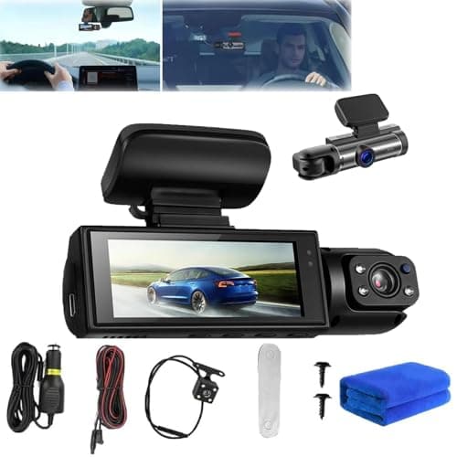 Front & Rear Dash Cam, Dashcam Front and Rear Camera, 1080p Night Vision Car Driving, Dash Camera for Cars, Loop Recording & Motion Detection Suitable for All Car