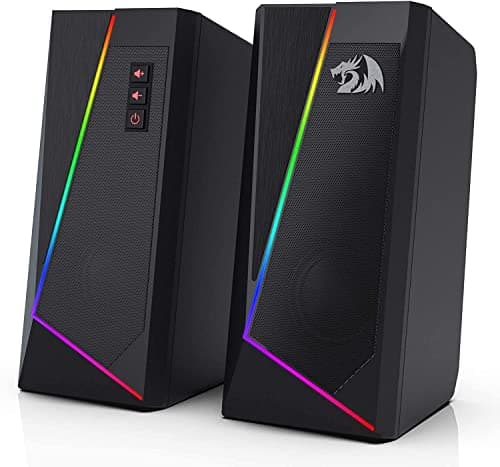 Redragon GS520 RGB Desktop Speakers, 2.0 Channel PC Computer Stereo Speaker with 6 Colorful LED Modes, Enhanced Sound and Easy-Access Volume Control, USB Powered w/ 3.5mm Cable 9