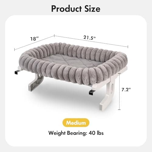 Zoratoo Cloud-Cuddle Cat Window Perch with 4-Sided Bolster, Zipper Design Cushion Window Seat for Window Sill, Sturdy Metal Frame & Easy Assembly Pet Hammock Bed for Indoor Cats (Gray, Medium) 5