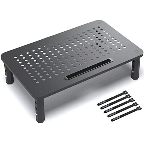 EVOOMI Monitor Stand Riser - Upgraded for Faster Productivity - Anti-Skid, HD Hexagonal Steel - Free Cable Ties - Computer Stand - Laptop, Desktop, Printer, iMac (Simple)