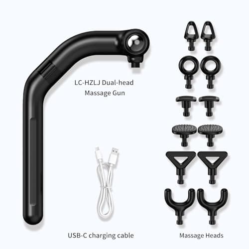 LC-HZLJ Dual-Head Massage Gun with Extension Handle, 3-in-1 Detachable Handheld Percussion Muscle Massager for Back Neck Shoulder Body Deep Tissue Pain Relief - 6 Speeds Levels (Dark Blue) 8