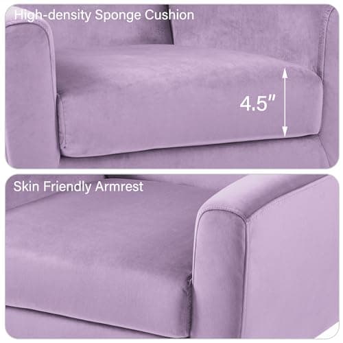 Accent Chair, Mid-Century Modern Velvet Fabric Chairs with Arms for Living Room, Comfy Upholstered Club Single Sofa Armchair for Bedroom Waiting Room with Solid Wood Frame (Velvet Purple, Set of 1) 3