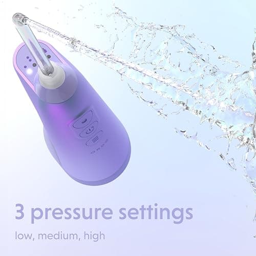 Ordo Water Flossers for Teeth, Cordless IPX7 Waterproof Oral Irrigator, 3 Pressure Settings, Portable, Rechargeable Electric Sonic Flosser, Dental Professional Recommended, Pearl Violet 7