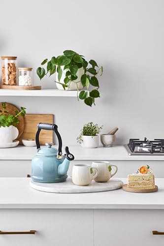 Le Creuset Enamel On Steel Demi Tea Kettle with Metal Finishes, 1.25 qt., Sea Salt 6