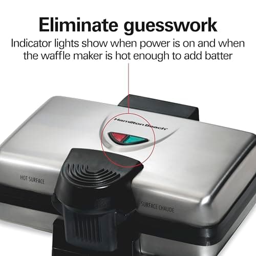 Hamilton Beach Belgian Mini Waffle Maker with Shade Control, Makes 2 at Once, Create Personalized Keto Chaffles and Hash Browns, PFAS-Free Non-Stick Plates, Compact Design, Stainless Steel (26009) 6