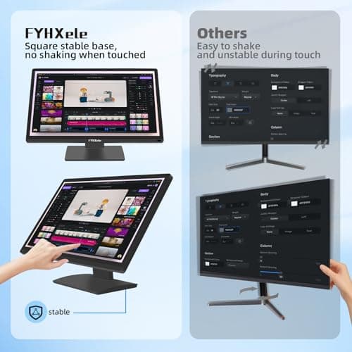 FYHXele 24 Inch Touchscreen Monitor, IPS FHD 1080P Touch PC Display, 100Hz, LED Backlit Multi-Touch Monitor, VESA, HDMI & VGA & USB Computer Touch Screen for Gaming, Business, Warehouse, Bar, Gym 6