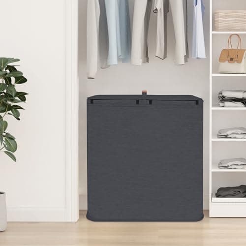 STORAGE MANIAC Double Laundry Hamper, 136L Laundry Sorter with Lid and Removable Bags, Clothes Hamper, Large 2 Section Clothes Basket with Handles for Small Space, Dorm, Closet, Bathroom, Black 8