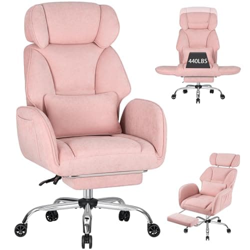 HOFFREE Criss Cross Chair with Wheels Ergonomic Office Chair with Reversible Armrest Wide Seat Comfy Desk Chair with Foot Rest for Gaming,Reading,Working(Pink)