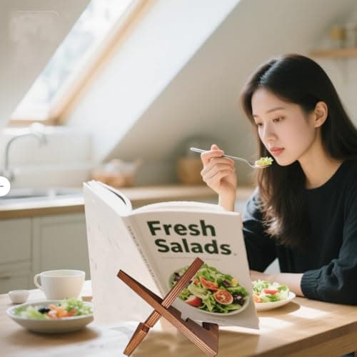 Cookbook Stand for Kitchen Counter Holds 600-Page Books | Elegant Rustic Wooden Cook Book Stands for Display of Recipes & Tablets | Adjustable & Detachable Cookbook Holder Stand for Home Chefs 7