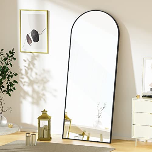 Koonmi Arched Full Length Mirror, 64"x21" Black Standing Hanging or Leaning Full Body Mirror with Aluminum Alloy Frame for Living Room and Bedroom 7