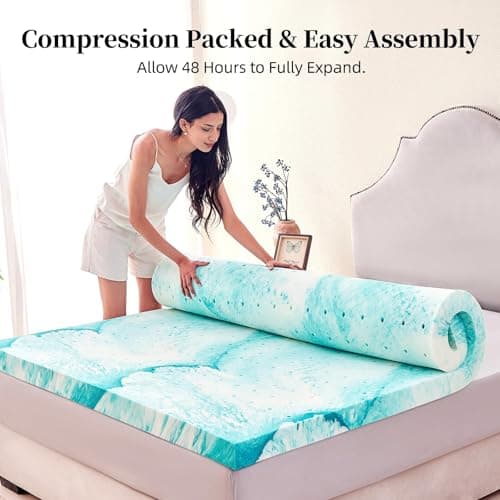 SIEMOUR 3 inch Memory Foam Mattress Topper Queen Size Bed, Gel Infused Memory Foam Mattress Pad for Back Pain Relief, 60x80 Inches 6