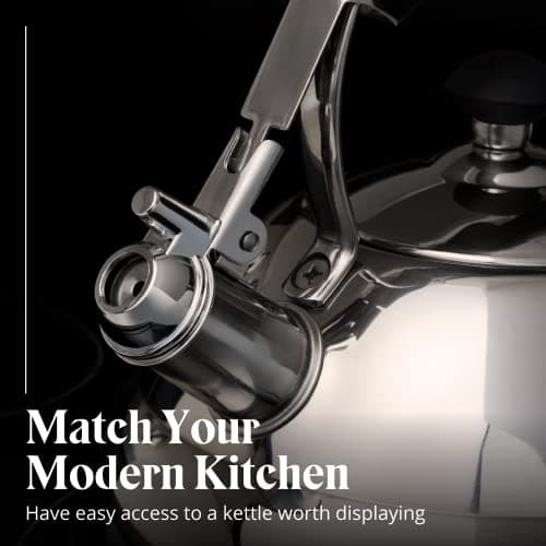 Willow & Everett Whistling Tea Kettle for Stove Top - 3.17 Quart Tea Pots for Stove Top w/Stainless Steel, Mirror Finish & Strainer 8