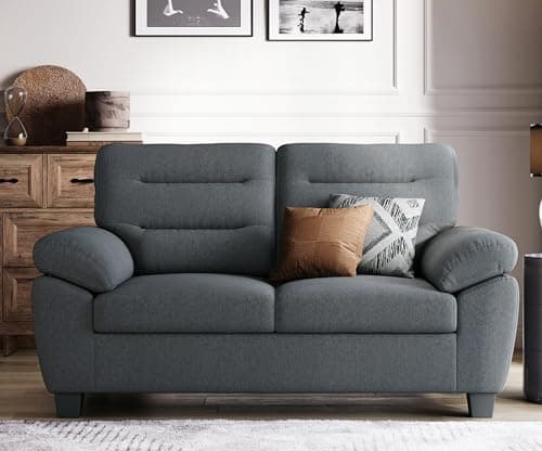 LINSY HOME 58" W Loveseat Sofa, Small Couch for Small Spaces, Bluish Grey