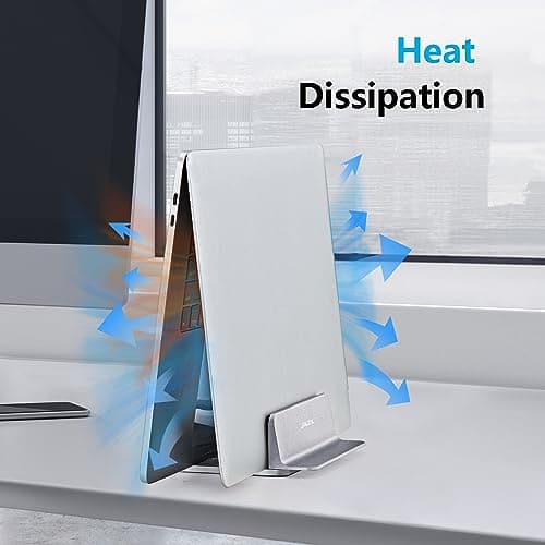 JARLINK Vertical Laptop Stand, Aluminum Laptop Holder Desktop Stand with Adjustable Dock Size (up to 17.3 inches) Compatible with All MacBook/Surface/Dell/Gaming Laptops (Silver) 5