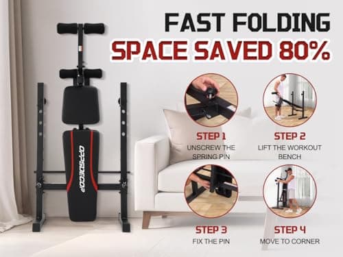 OPPSDECOR Multi-Function Weight Bench Set with Squat Rack Leg Extension & Leg Curl Adjustable Workout Bench for Full Body Fitness Foldable Flat/Incline/Decline Upgrade Bench Press for Home Gym 8