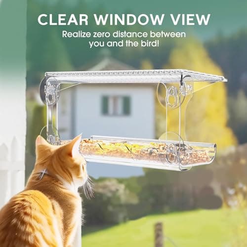 SUNALLY Window Bird Feeder for Outdoors, Clear Bird Feeders Window Mounted with Strong Suction Cups, Transparent Birds House Outside Wild Watching for Garden, Yard, Elderly Kids Viewing 5