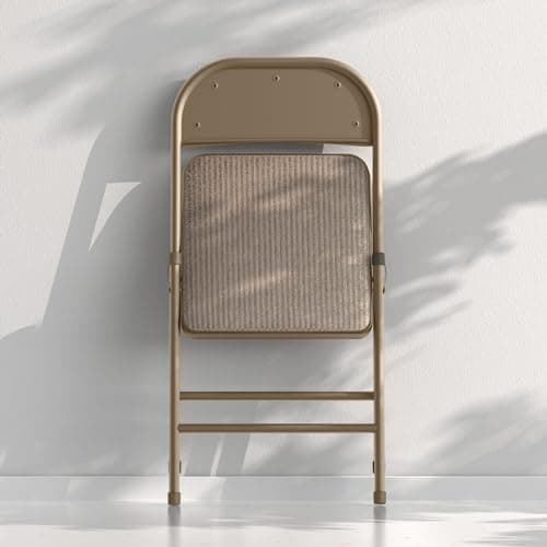 Nazhura 4 Pack Folding Chairs, Fabric Dining Chair Set with Padded Cushion and Back, Indoor Outdoo Seat for Home Office Events Wedding Party (Oatmeal Strip Fabric Seating) 9
