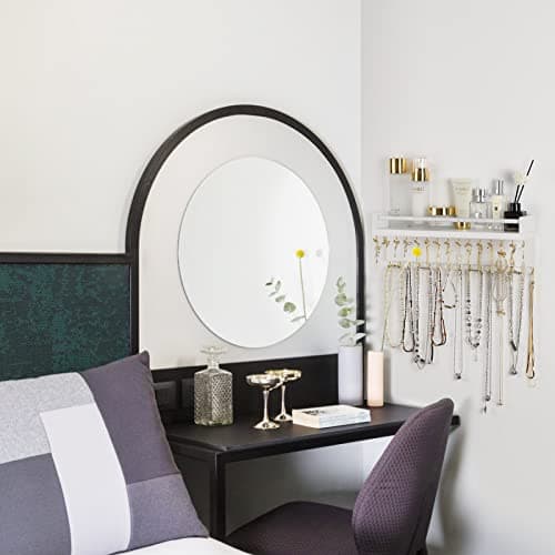 Zhithink Hanging Jewelry Organizer, Hanger with 30 Hooks,Wall Mounted for Necklace, Earrings and Rings(White) 8