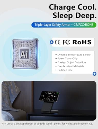 Mag.Safe Charger - iPhone Charger Stand, Fast Magnetic Wireless Charger for iPhone 17/16/15/14/13/12 Series - Black 7