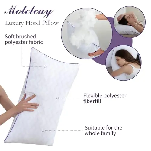 MOLCLCUY Bed Pillows King Size Set of 2,Hotel Collection Pillow for Side and Back Sleepers,Super Soft Down Alternative Microfiber Filled 5