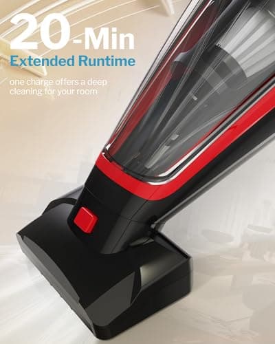 Powools Pet Hair Handheld Vacuum Cordless, Car Vacuum Rechargeable with Reusable Filters, Motorized Brush and Multi-Accessories for Carpet, Couch & Stairs, Red, 17.0"X 4.6"X 6.6" 6