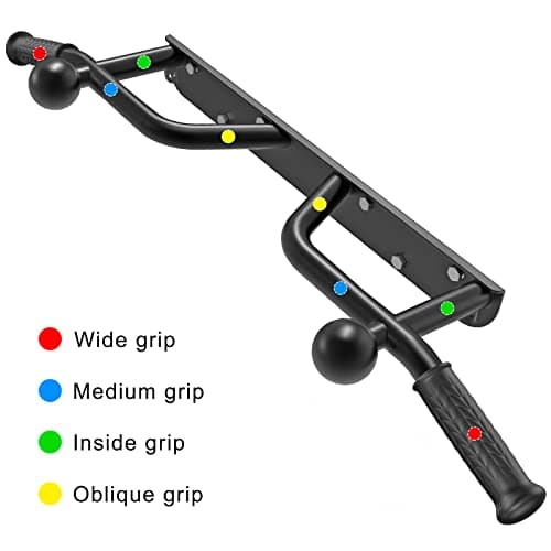 Kipika Heavy Duty Wall Mounted Pull Up Bar, Ball Finger Grip Training, 1 3/10" Durable Steel Tubing, 5 Hand Grip, 38" Wide, 6" Wall to Bar Spacing, More Stable 6 Hole 6