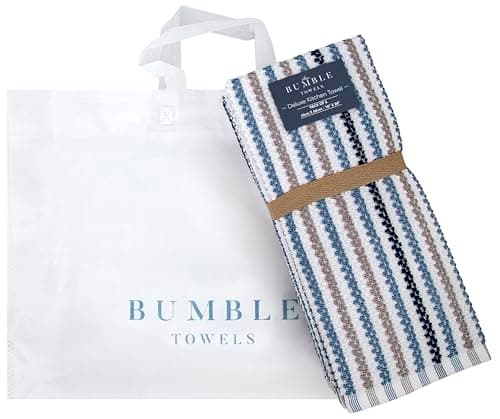 Premium Kitchen Towels (16”x 26”, 6 Pack) | Large Cotton Kitchen Hand Towels | Popcorn Striped Design | Dish Towels | 430 GSM Highly Absorbent Tea Towels Set with Hanging Loop | Blue 6