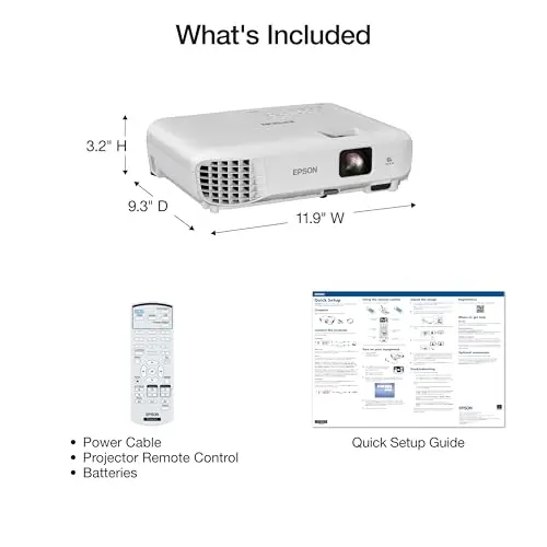Epson EX3290 3-Chip 3LCD WXGA Projector 4000 lumens for both color and white brightness, 2x HDMI, Built-in Speaker 7