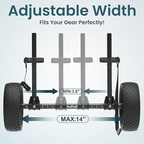 GanFindX Heavy Duty Kayak Cart | Adjustable Foldable Trolley with Durable Wheels, Portable Kayak Transport Cart, Tie-Down Straps Included (No-Slip Strap Lock) 5