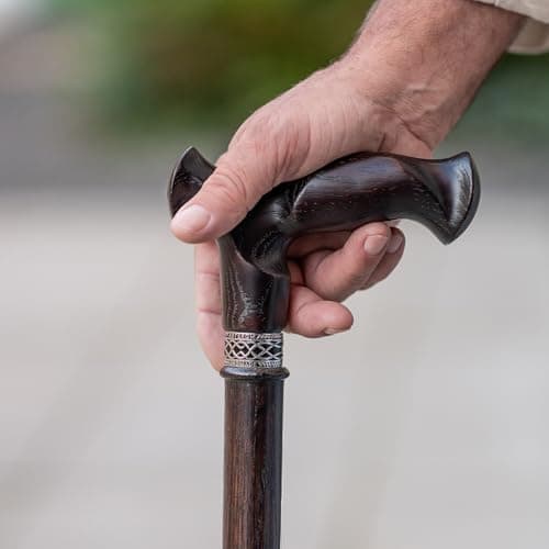 Asterom Walking Cane - Handmade, Ergonomic, Canes for Men - Wooden Walking Sticks for Seniors, Unique (Walnut, 36 Inches) 8