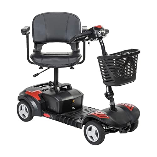 Drive Medical Spitfire Scout 4-Wheel Power Luxury Travel Scooter with Extended 15 Mile Range Battery, Red/Blue 9
