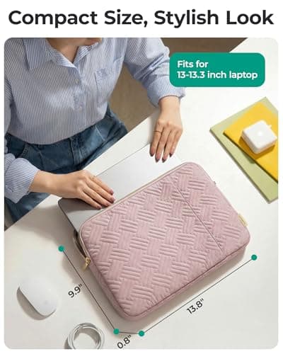 BAGSMART Laptop Sleeve Bag Compatible with MacBook Air/Pro, 13-13.3 inch Notebook, Compatible with MacBook Pro 14 Inch, MacBook Air M2 Sleeve 13 Inch, Repellent Protective Case with Pocket, Pink 5