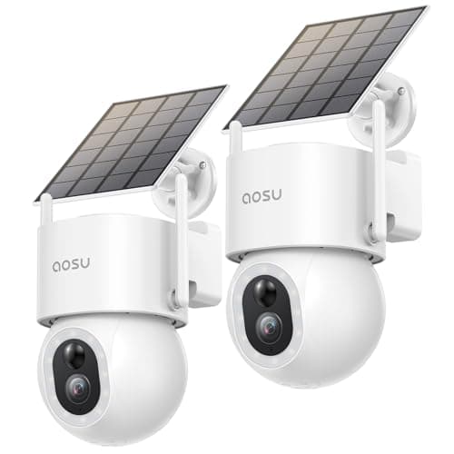 AOSU Solar Security Cameras Wireless Outdoor - 3K 5MP Home Security Camera, 360° Panoramic View, 400-Lumen Floodlight Camera, Color Night Vision, WiFi Cameras, Auto Tracking, AI Human Detection,2 Pack