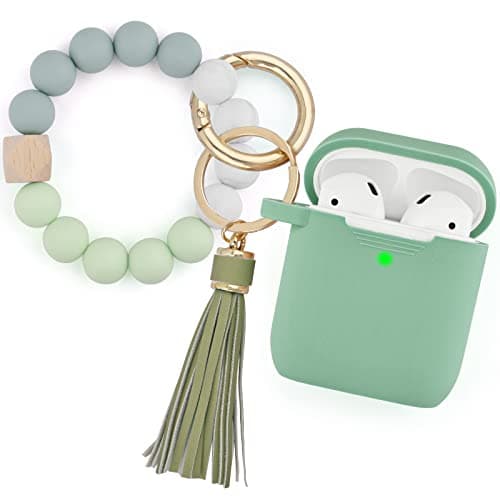 Filoto Compatible with Airpod Case, Cute 2/1 Cover for Women, Silicone Protective Case with Bracelet Keychain (Cactus Green)