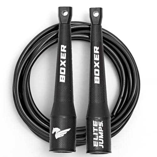 EliteSRS 10 Foot Outdoor Rated 5Mm Pvc, Boxer Jump Rope 3.0 with Smooth Action Polymer Handles and Ergonomic Slip-Resistant Dimpled Grips Black