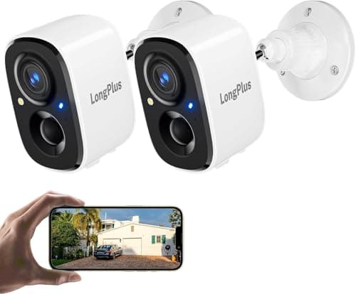 LongPlus Security Cameras Wireless Outdoor Camera Wireless Camera for Home Security, 2 Pack Battery Powered WiFi Cameras with AI Motion Detection, 2-Way Talk, Cloud/SD Storage (White 2pcs, X83)